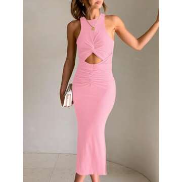 ANRABESS Womens Bodycon Summer Wedding Guest Dress