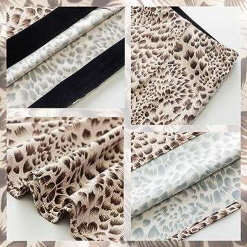 Soowalaoo Womens Skirt Midi Long Length Silk Satin High Waisted Elastic Casual Trendy Summer Skirts Leopard Light XL