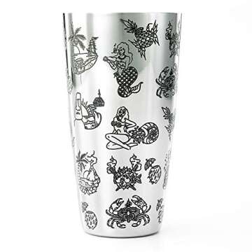 Barfly Cocktail Tin, Large 28 oz (828 ml), Stainless Steel, Tiki