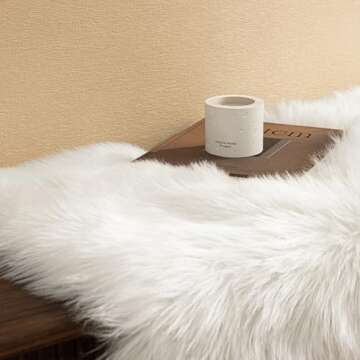 Ashler Faux Fur Rug, White Area Rugs, Fluffy Sheepskin Fur Rug, Fuzzy Ultra Soft 2 x 6 Ft Rugs, Machine Washable Shag Rug, Nursery Throw Rugs for Bed, Living, Kids Room