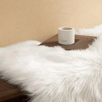 Ashler Faux Fur Rug, White Area Rugs, Fluffy Sheepskin Fur Rug, Fuzzy Ultra Soft 2 x 6 Ft Rugs, Machine Washable Shag Rug, Nursery Throw Rugs for Bed, Living, Kids Room