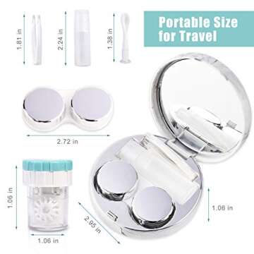 Contact Lens Travel Kit with Cleaner Washer, Portable Contact Box with Mirror Tweezers Remover Tool ...