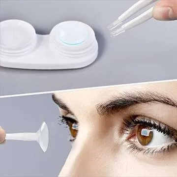 Contact Lens Travel Kit with Cleaner Washer, Portable Contact Box with Mirror Tweezers Remover Tool Solution Bottle for Daily Outdoor (Silver)