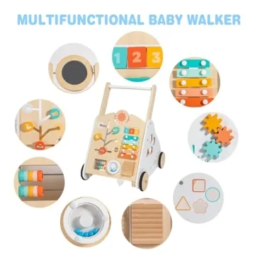 Twefex Wooden Baby Walker with Music and Adjustable Speed