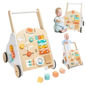 Twefex Wooden Baby Walker with Music and Adjustable Speed