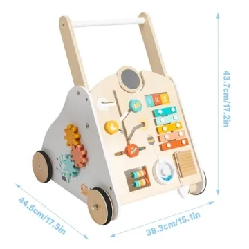 Twefex Wooden Baby Walker with Music and Adjustable Speed