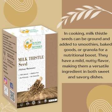 Herbs Botanica Milk Thistle Herb Seeds 100% Natural Cardo Mariano Semillas for Herbal Tea, Tinctures & DIY Use Whole Milk Thistle Seeds for Grinding & Infusions – 8 oz Pack