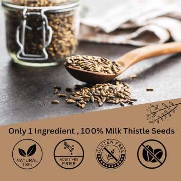 Herbs Botanica Milk Thistle Herb Seeds 100% Natural Cardo Mariano Semillas for Herbal Tea, Tinctures & DIY Use Whole Milk Thistle Seeds for Grinding & Infusions – 8 oz Pack