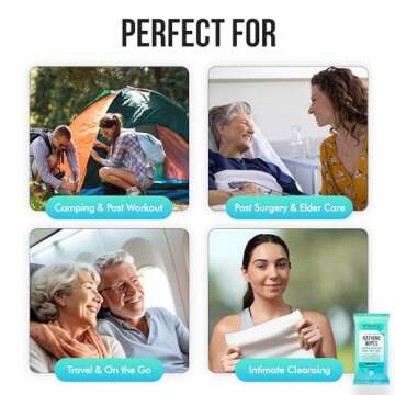 Extra Large Bath Wipes for Adults Bathing No Rinse - 40 Disposable Body Cleansing Wipes for Men, Women & Elderly - Great for Gym, Camping, Post Surgery - Shower Wipes