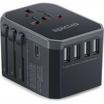 Universal Travel Adapter with USB-C and Smart Power