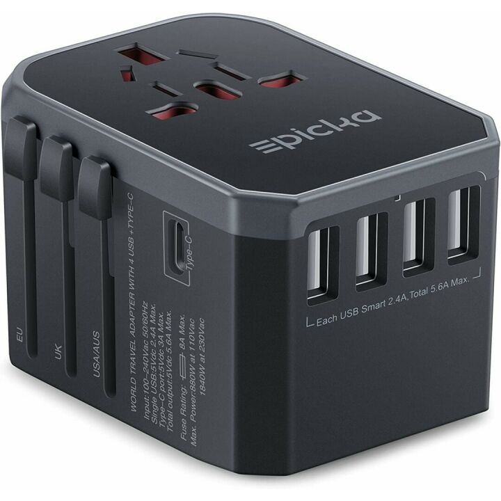 Universal Travel Adapter with USB-C and Smart Power
