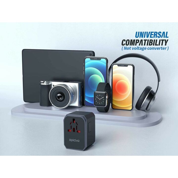 Universal Travel Adapter with USB-C and Smart Power