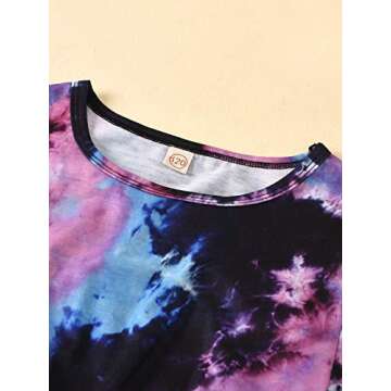 Little Girls Tie-Dye Print Clothes Round Collar Short Sleeve Pullover Top+Elastic Waist Shorts Pants 2Pcs Summer Outfits (Purple, 10-12 Years)