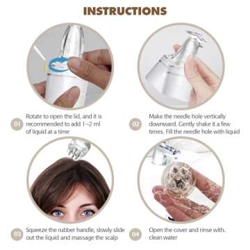 Scalp Massager Comb and Minoxidil Applicator Bottle for Hair Growth, Follicle Care and Thinning Hair Loss Treatment (White)