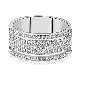 925 Sterling Silver Shiny Full Diamond Ring Cubic Zirconia Rings CZ Diamond Multi Row Ring Eternity Engagement Wedding Band Ring for Women (US Code 6)