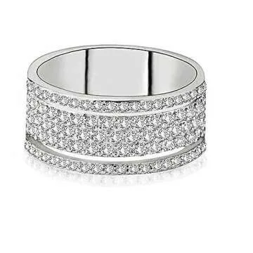 925 Sterling Silver Shiny Full Diamond Ring Cubic Zirconia Rings CZ Diamond Multi Row Ring Eternity Engagement Wedding Band Ring for Women (US Code 6)