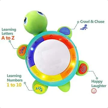 iPlay, iLearn Baby Musical Turtle Toy, Spanish English Bilingual Learning, Toddler Crawling Toys W/ ...