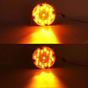 Partsam 2Pcs 7" Round LED Trailer Tail Lights 17 LED Waterproof LED Park Turn Signal Flasher Lights with Waterproof Gaskets for Truck Trailer RV UTE UTV BUS Stepvans 10V-30V