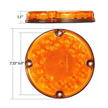 Partsam 2Pcs 7" Round LED Trailer Tail Lights 17 LED Waterproof LED Park Turn Signal Flasher Lights with Waterproof Gaskets for Truck Trailer RV UTE UTV BUS Stepvans 10V-30V