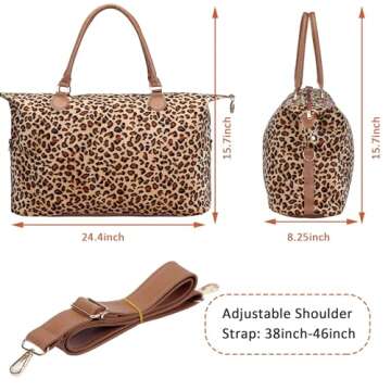 Leopard Weekender Bag Travel Duffle Bag For Women Large Cheetah Tote Shoulder Bag Carry on Overnight...