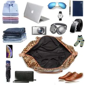 Leopard Weekender Bag Travel Duffle Bag For Women Large Cheetah Tote Shoulder Bag Carry on Overnight Bag With Shoulder Strap for Business trip or hospital delivery