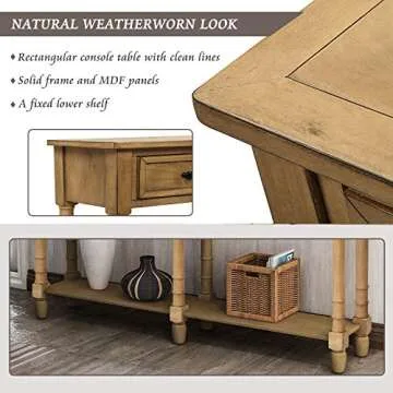 Merax Old Pine Wood Farmhouse Entry Table for Living Room