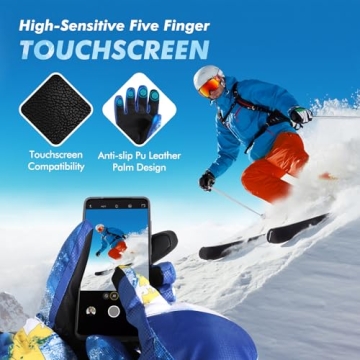 Odtmger Ski Gloves, Winter Gloves,Winter Waterproof Ski Gloves, Warm and Breathable Snow Gloves, Suitable for Outdoor Sports of Boys and Girls in Cold Winter