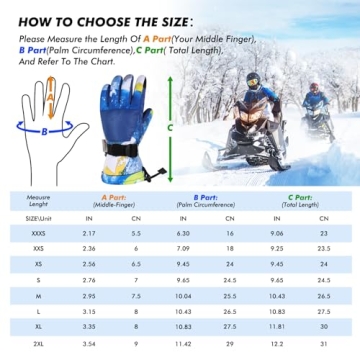 Odtmger Ski Gloves, Winter Gloves,Winter Waterproof Ski Gloves, Warm and Breathable Snow Gloves, Suitable for Outdoor Sports of Boys and Girls in Cold Winter