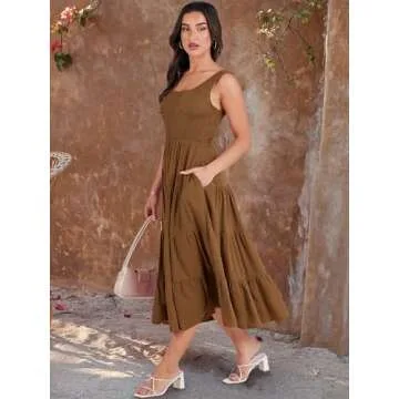 Stylish ANRABESS Women's Summer Tiered Midi Dress