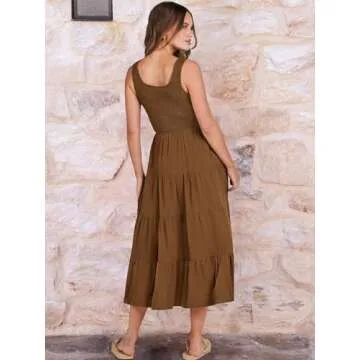 Stylish ANRABESS Women's Summer Tiered Midi Dress