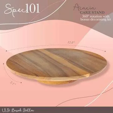 Spec101 Acacia Cake Turntable & Decorating Kit 12.8-Inch