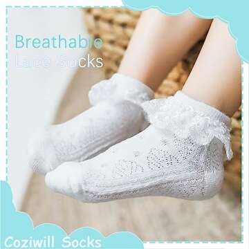 Charming Baby Girl Lace Socks - 6 Pack for Newborns
