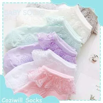 Charming Baby Girl Lace Socks - 6 Pack for Newborns