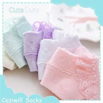 Charming Baby Girl Lace Socks - 6 Pack for Newborns