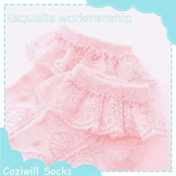 Charming Baby Girl Lace Socks - 6 Pack for Newborns