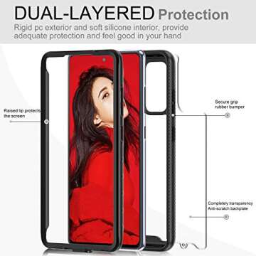 LeYi for Samsung Galaxy S20 FE 5G Case, Samsung S20 FE 5G Case with 2 Tempered Glass Screen Protector (Not Fit S20), Full Body Protective Bumper Shockproof Clear Phone Case for S20 FE, Black/Clear