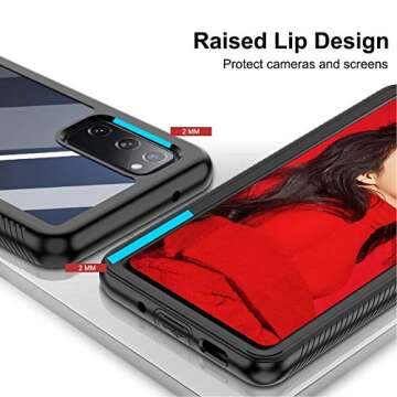LeYi for Samsung Galaxy S20 FE 5G Case, Samsung S20 FE 5G Case with 2 Tempered Glass Screen Protector (Not Fit S20), Full Body Protective Bumper Shockproof Clear Phone Case for S20 FE, Black/Clear