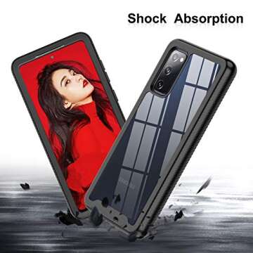 LeYi for Samsung Galaxy S20 FE 5G Case, Samsung S20 FE 5G Case with 2 Tempered Glass Screen Protector (Not Fit S20), Full Body Protective Bumper Shockproof Clear Phone Case for S20 FE, Black/Clear