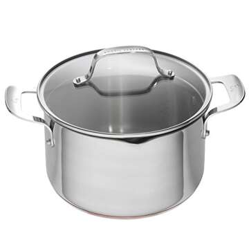 Emeril Lagasse 12 Piece Stainless Steel Cookware Set With Copper Core, Induction Compatible, Dishwasher Safe, Silver