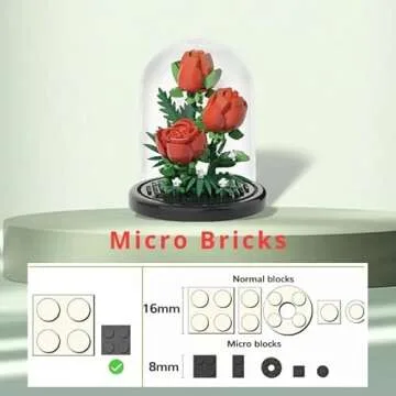 WULOBOOI Red Rose Micro Building Block Set for Home Decor