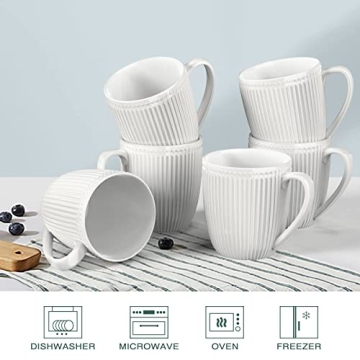 HomeElves White Coffee Mugs Set of 6 - Elegant & Durable