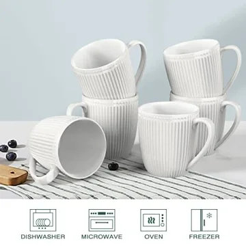HomeElves White Coffee Mugs Set of 6 - Elegant & Durable