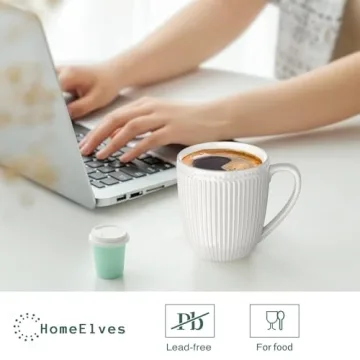 HomeElves White Coffee Mugs Set of 6 - Elegant & Durable