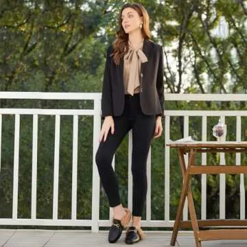 Vertundy Women's Mules Low Heel Flats Leather Slip On Backless Sandals for Girls Lady Work Slides Black Fur 7.5