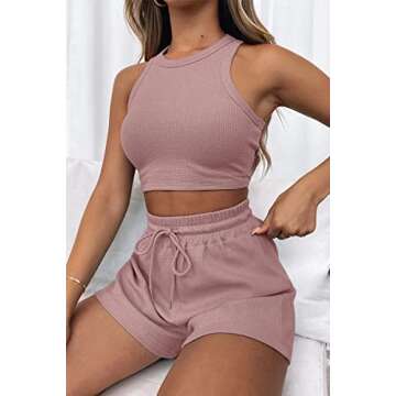 AUTOMET Womens 2 Piece Shorts Lounge Sets Two Piece Summer Workout Outfits Beach Vacation Trendy 202...