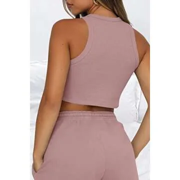 AUTOMET Womens 2 Piece Shorts Lounge Sets Two Piece Summer Workout Outfits Beach Vacation Trendy 2025 Clothes Pink M