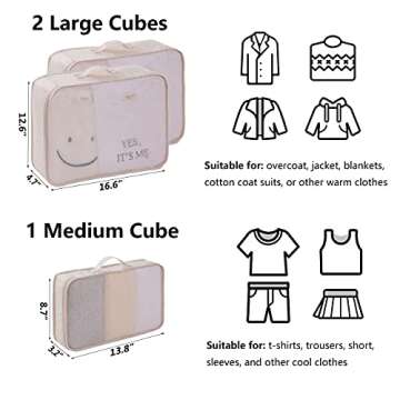 TianZong 7-piece Set Packing Cubes, Travel Bags for Luggage, Packing Organizers with Shoe Bag (Beige)