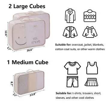 TianZong 7-piece Set Packing Cubes, Travel Bags for Luggage, Packing Organizers with Shoe Bag (Beige)