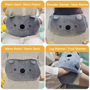 Hot Water Bag, Hot Water Bottle wtih Cover, 1L Rubber Warm Hot Water Bottles Pouch with 130cm Long Soft Waist Cover for Neck, Shoulder, Back, Hand, Legs and Period Pain Relief