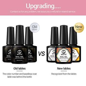 MEFA 18 Pcs Soak Off Gel Nail Polish, 16 Colors Gel + 1 Base Coat + 1 Top Coat(10ml/Bottle), UV Led Gel Polish Manicure Kit For Beginners Nail Art Salon Nail Design Set1